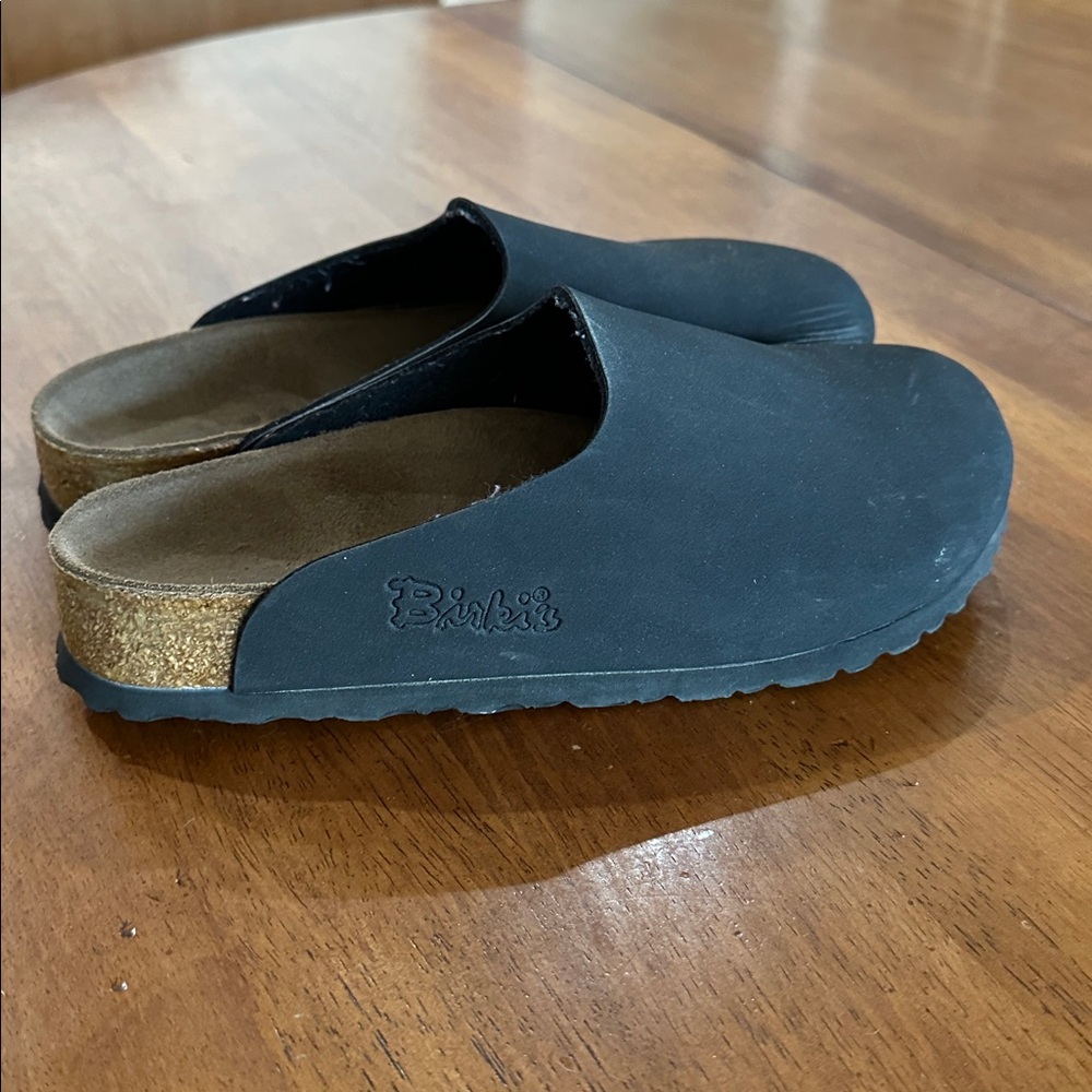 Birkenstock Birki’s Black Slip-On Clogs w Cork Bottom Women’s Size 7 - Picture 2 of 12